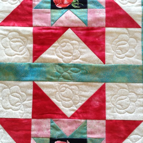 Quilted Star Pattern Handmade Table Runner 42 1/2" x 15 3/4" Rectangle Table Top - Picture 11 of 13